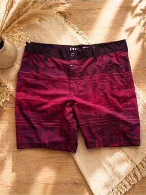 Ring of Fire Men's Deep Burgundy Striped Board Shorts